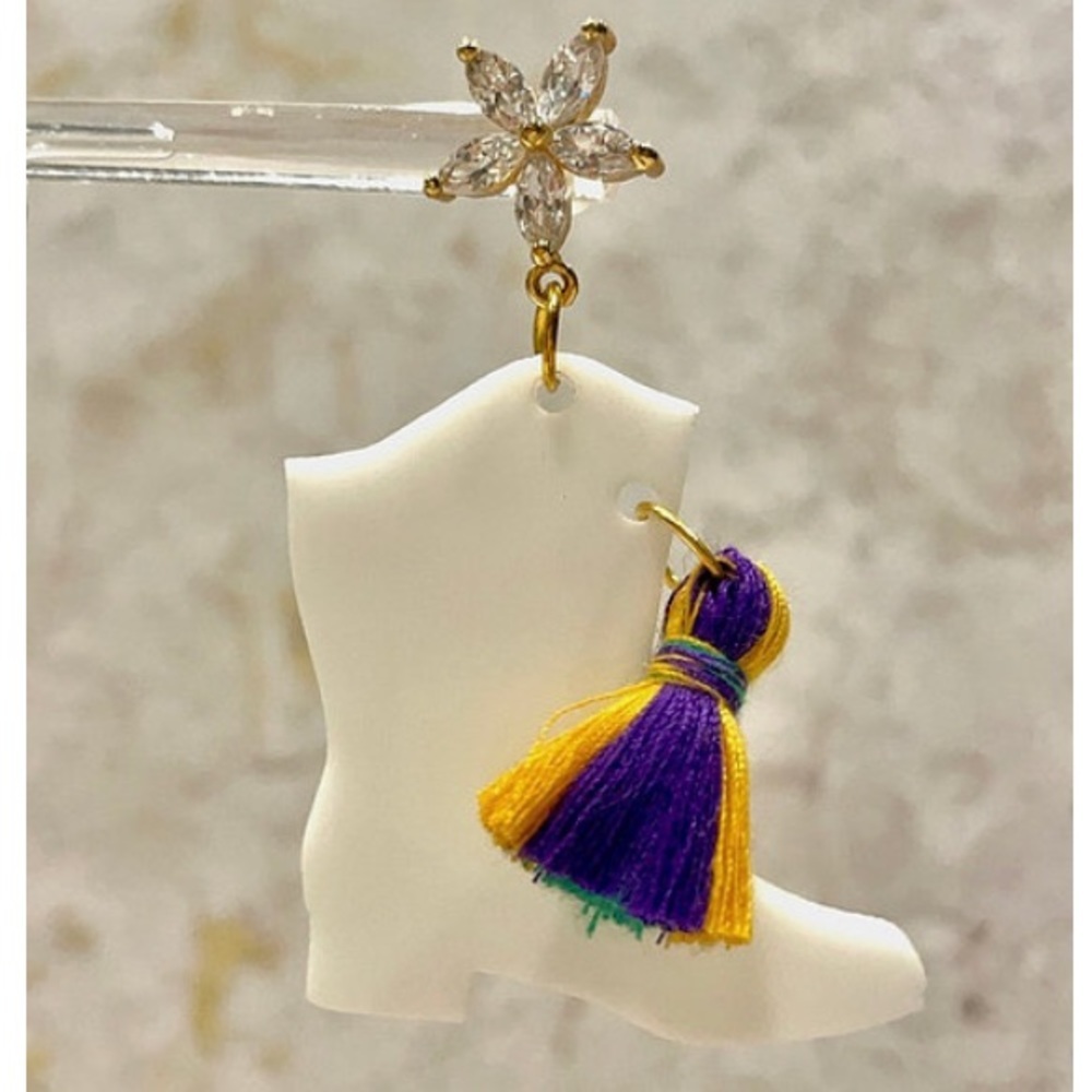 Mardi Gras Majorette Boots Earrings